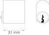 Ritning av cylinderlås i profil och frontvy, med mått 31 mm angiven i profil.