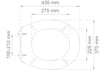 Toalettsits ritning med mått: 435 mm längd, 370 mm bredd, 275 mm mellan fästen och justerbar fästavstånd 100-210 mm.
