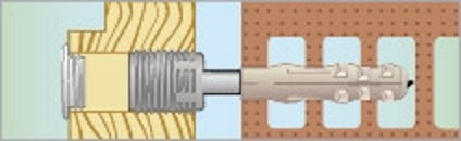 Ritning av en injektor som ansluter till en vägg och därefter in i en porös struktur inuti.